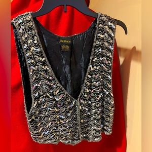 Sequined silk vest silver